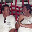 Arnold Schwarzenegger and Mario Kassar on a U.S. A